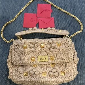VALENTINO GARAVANI Large Roman Stud Cashmere Bag